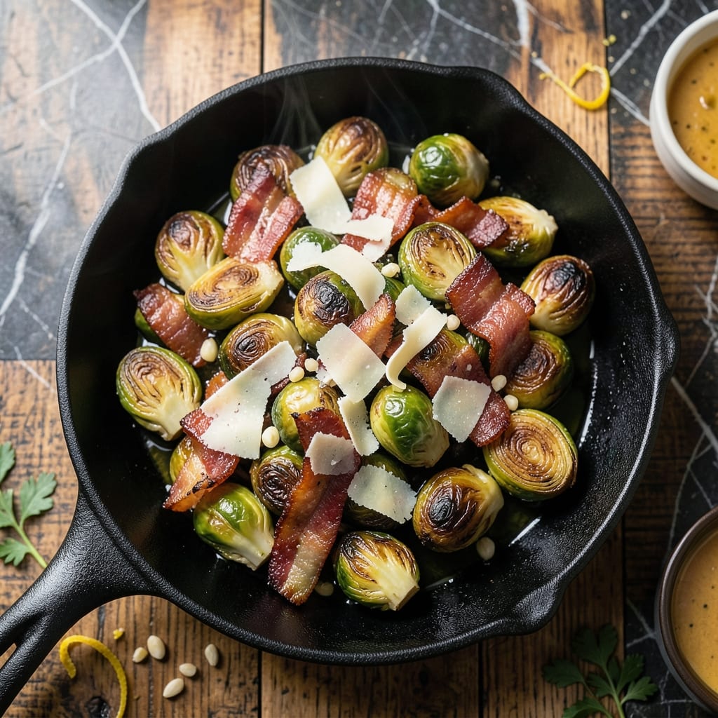 Perry's Steakhouse Brussel Sprouts Recipe: Smoky Bacon and Parmesan Crisp Perry's Steakhouse Brussel Sprouts Recipe: Smoky Bacon and Parmesan Crisp