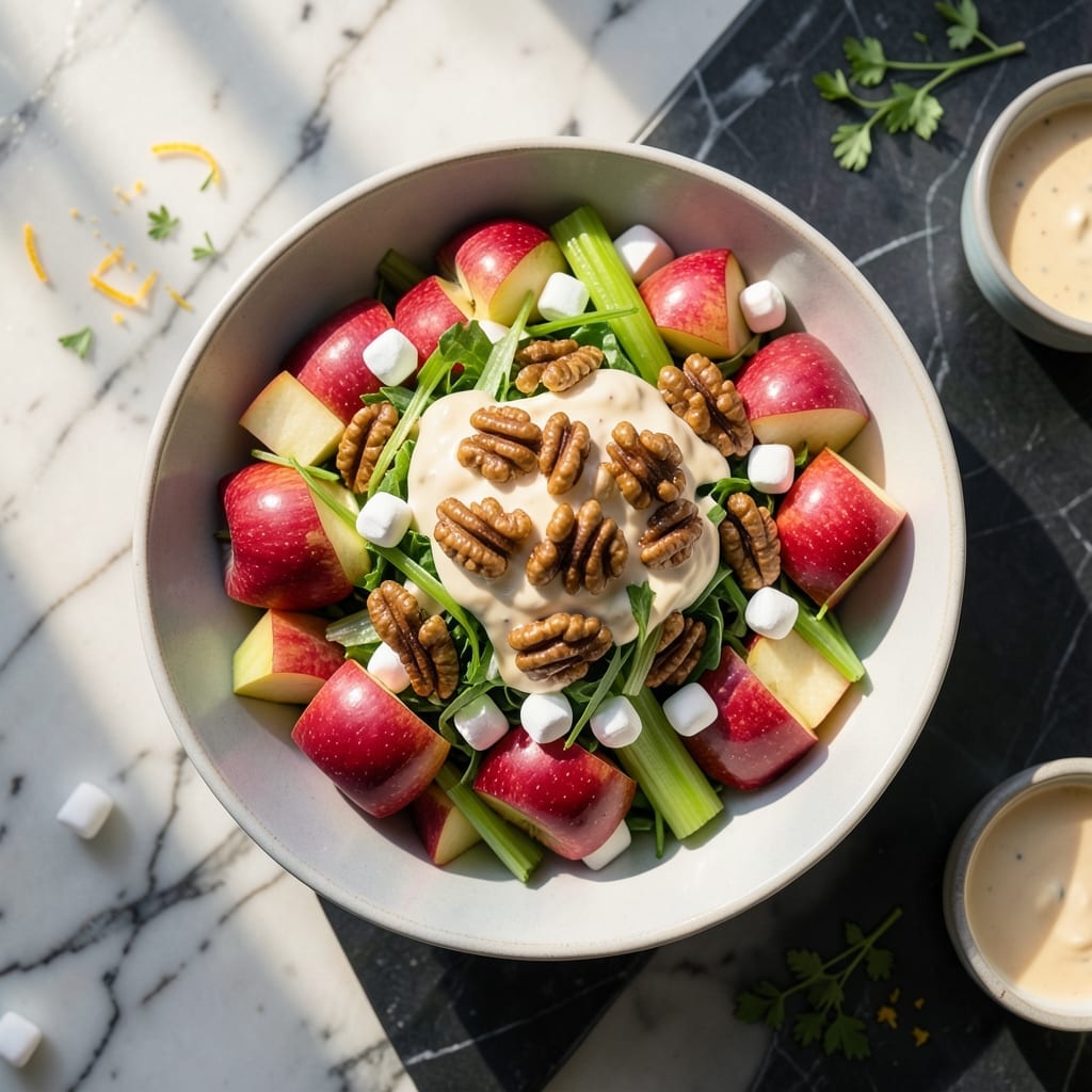 Recipe for Waldorf Salad With Marshmallows: Retro Creamy Crunch with Sweet Surprise