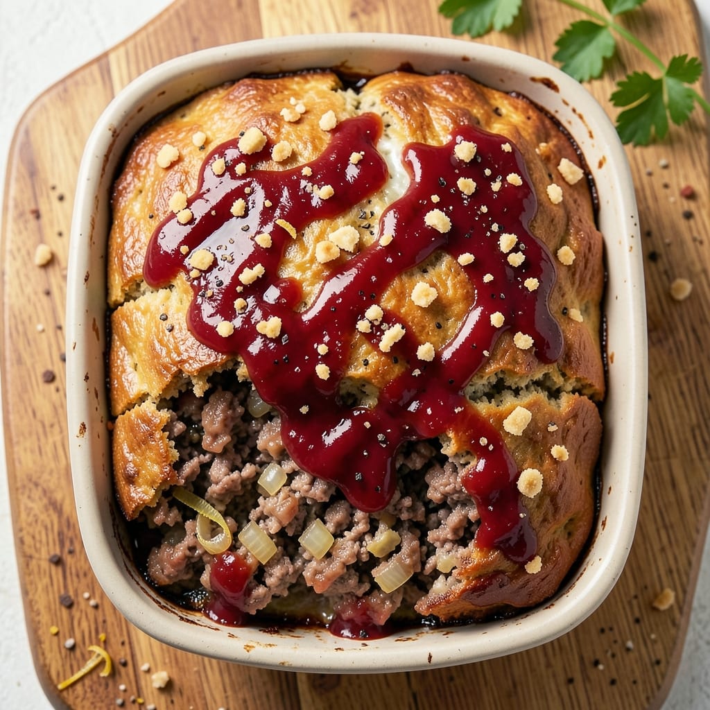 4 Pounds of Meat Eggs Ketchup Cracker Meatloaf Recipe: Glazed Crust and Juicy Heart