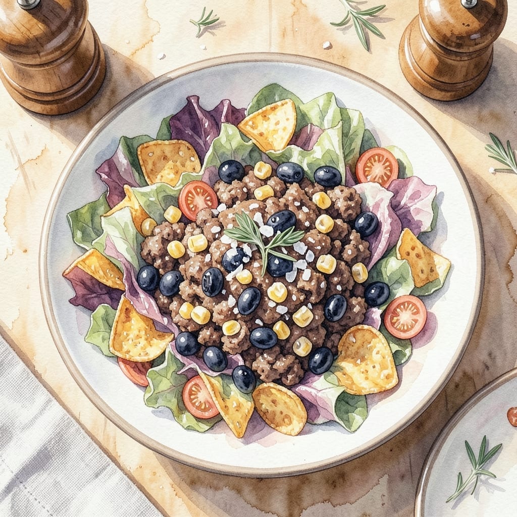 Dorito Taco Salad Recipe With Ground Beef: Spicy Nacho Cheese Meets Hearty Layers