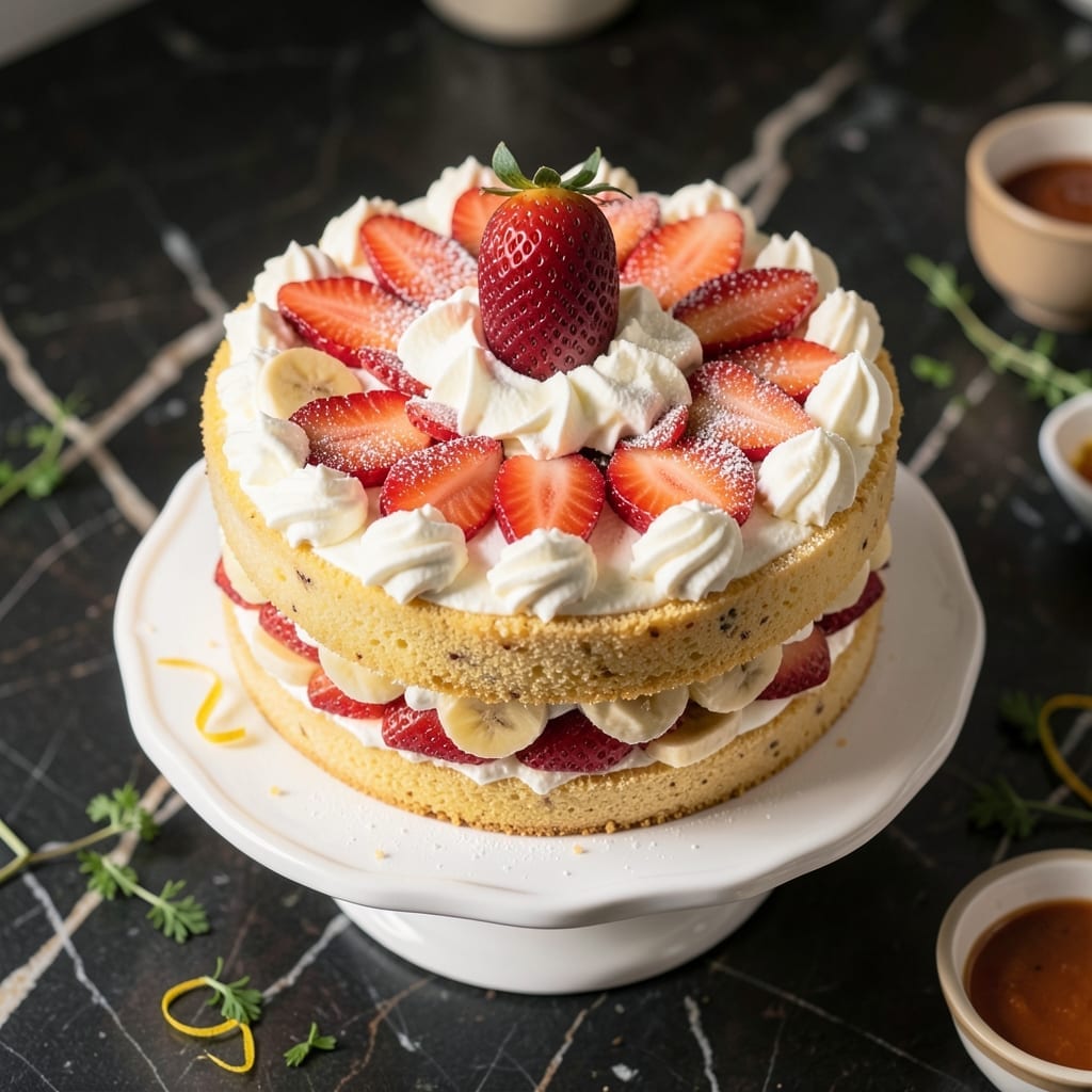 Princess Cake Recipe With Strawberries And Bananas: Layered Creamy Crown Delight