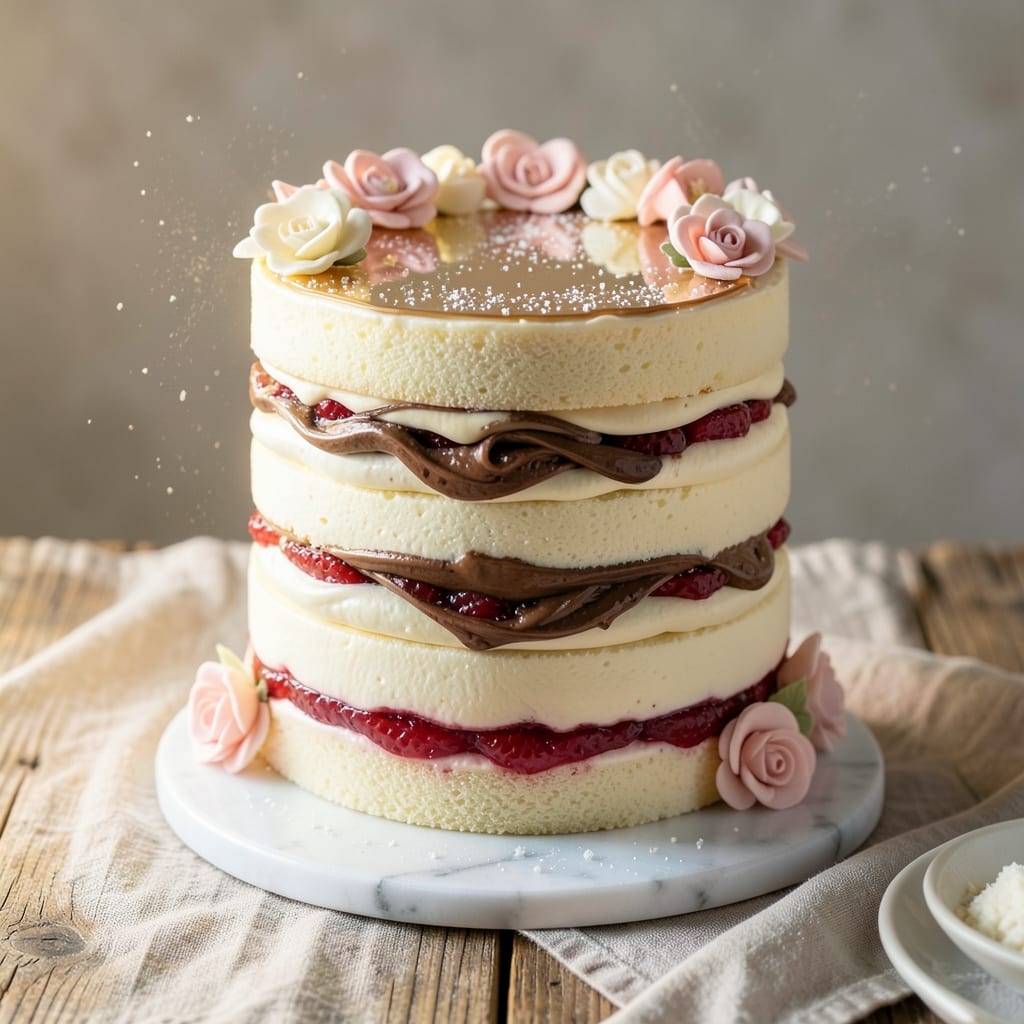 3 Layer Birthday Cake Recipe: Vanilla Buttercream Rivers and Fondant Crown Magic 3 Layer Birthday Cake Recipe: Vanilla Buttercream Rivers and Fondant Crown Magic