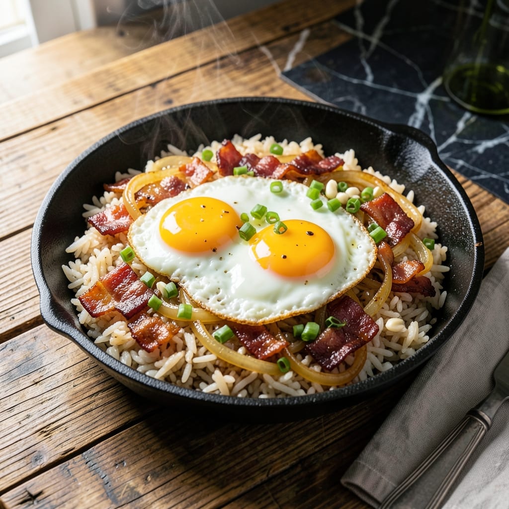 Greasy Rice Recipe: Crispy Fried Eggs and Savory Bites