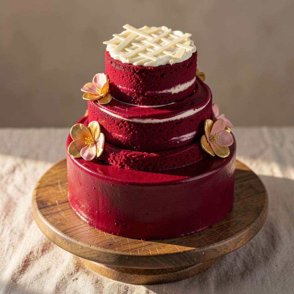 3 Tier Red Velvet Cake Recipe: Fondant-Bridged Elegance With Cream Cheese Swirls