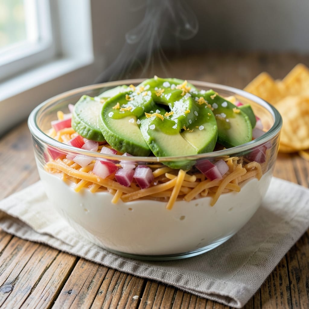 5 Layer Dip Recipe No Beans: Creamy Cheese, Guac, Sour Cream Trio