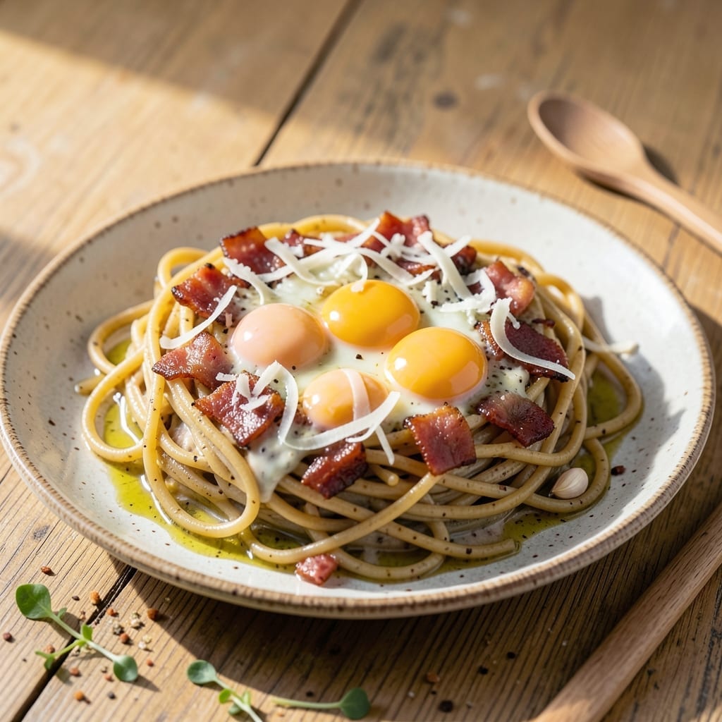 1000 Calorie Pasta Recipe: Lightened-Up Carbonara With Crispy Pancetta