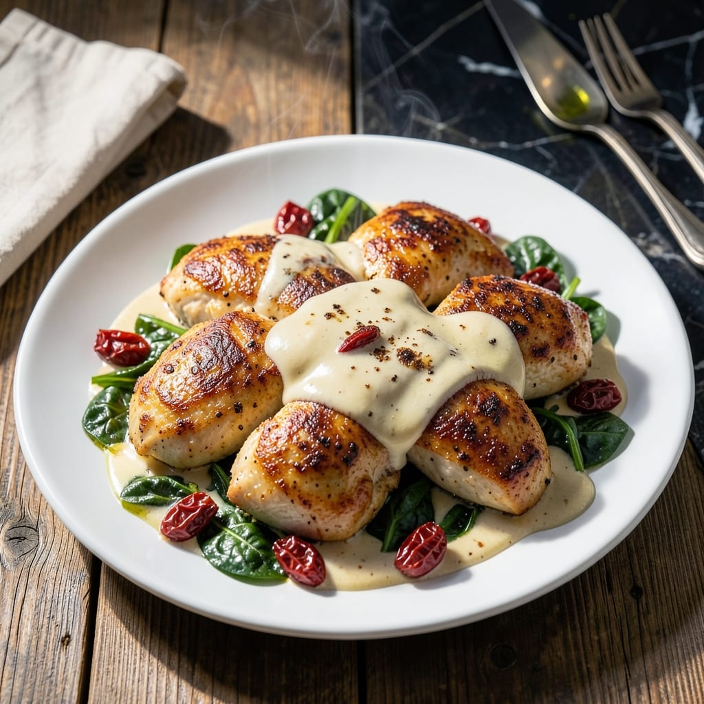 Knorr Tuscan Chicken Recipe: Sun-Dried Tomato and Spinach Creamy Skillet