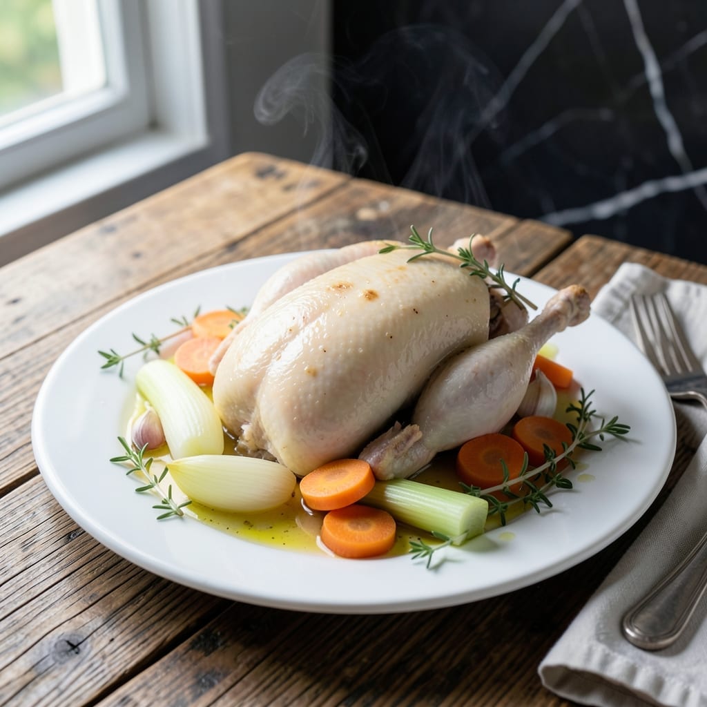 Whole Poached Chicken Recipe: Silky Texture With Aromatic Broth