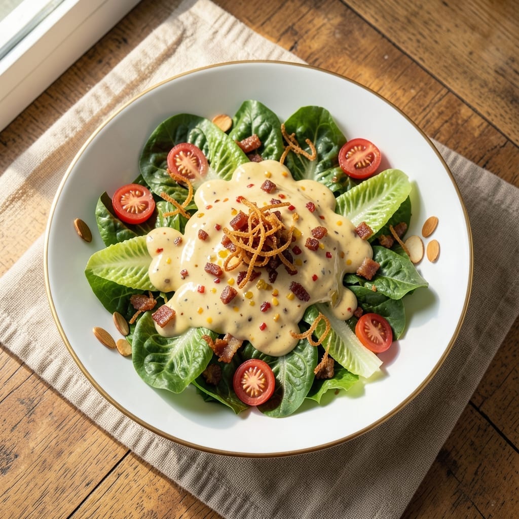 1000 Island Dressing Salad Recipe: Creamy Tangy Cling on Mixed Greens