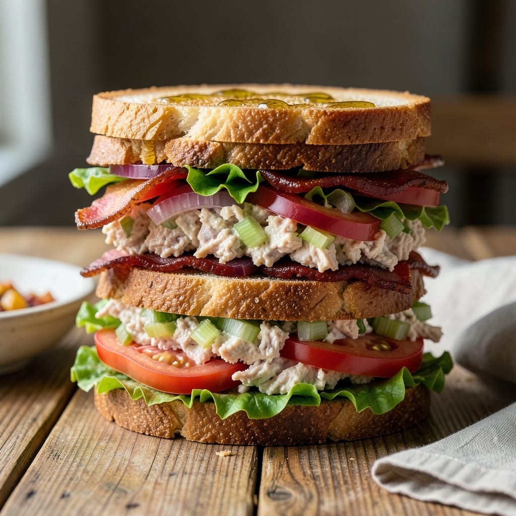 Tuna Clubhouse Sandwich Recipe: Triple-Decker Classic With Crispy Bacon