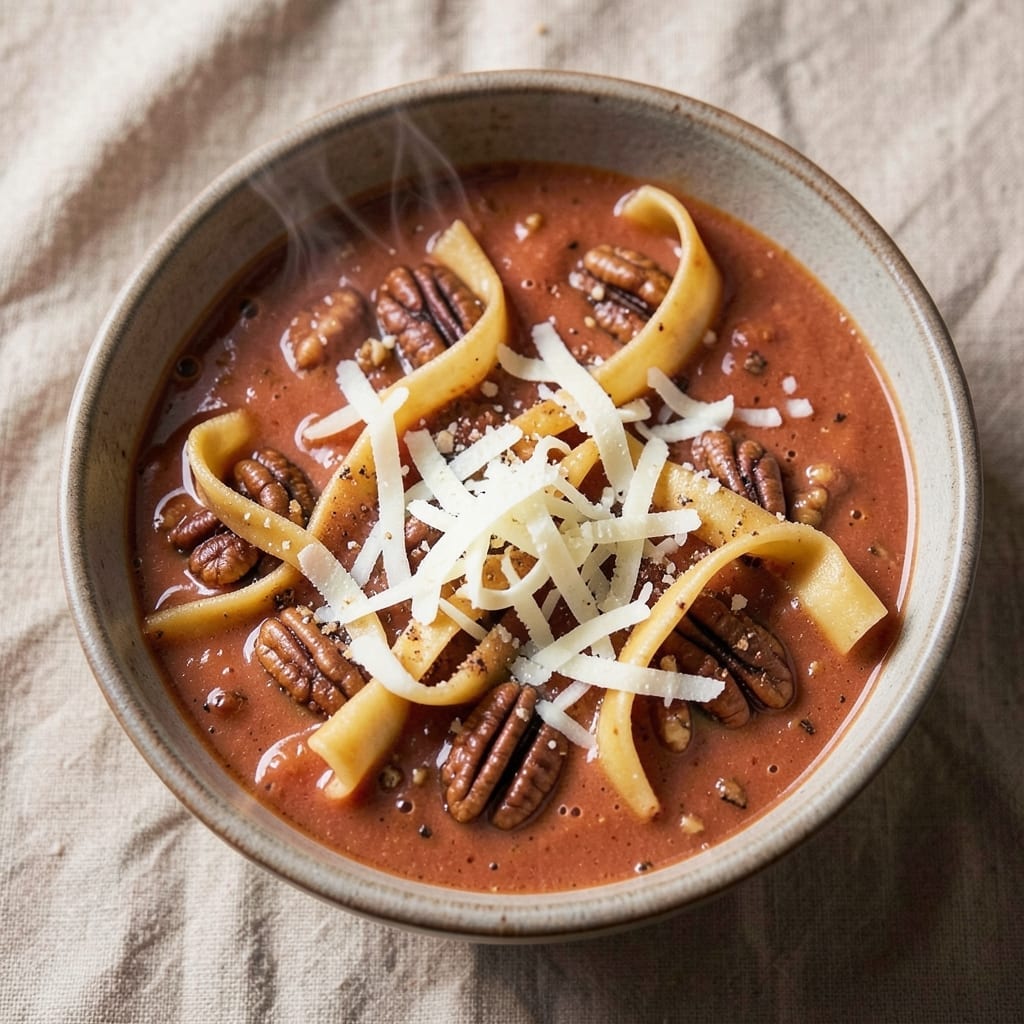 3 Pieces of Pecan Lasagna Soup Recipe: Crunchy Pecans and Creamy Tomato Layers