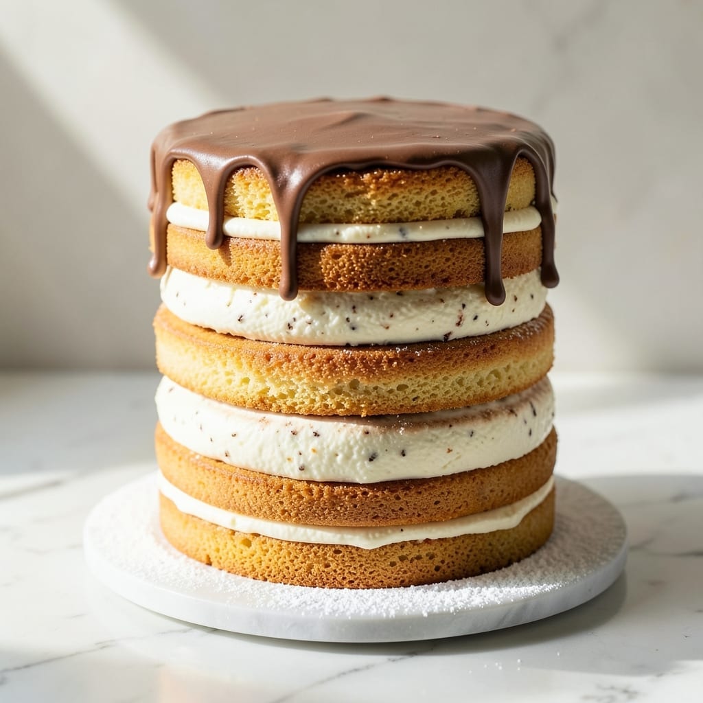 10 Layer Cake Recipe: Vanilla Buttercream Rivers and Spice-Dusted Layers