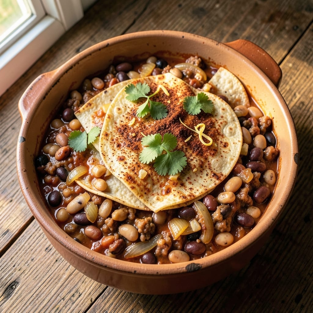 3 Bean Enchiladas Recipe: Hearty Tex-Mex Stack With Smoky Cheese Twists