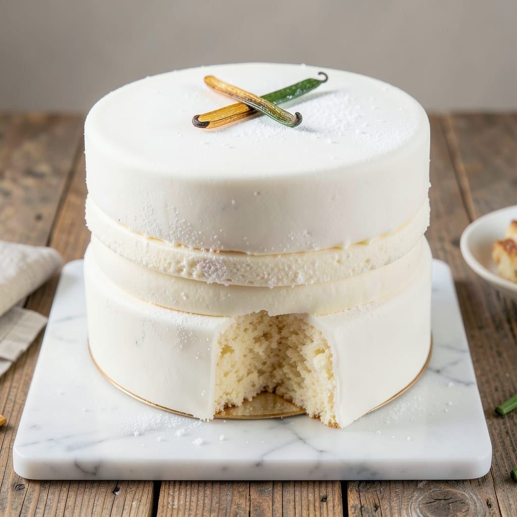 3-Layer White Cake Recipe from Scratch: Vanilla-Infused Layers and Crisp Fondant Crown