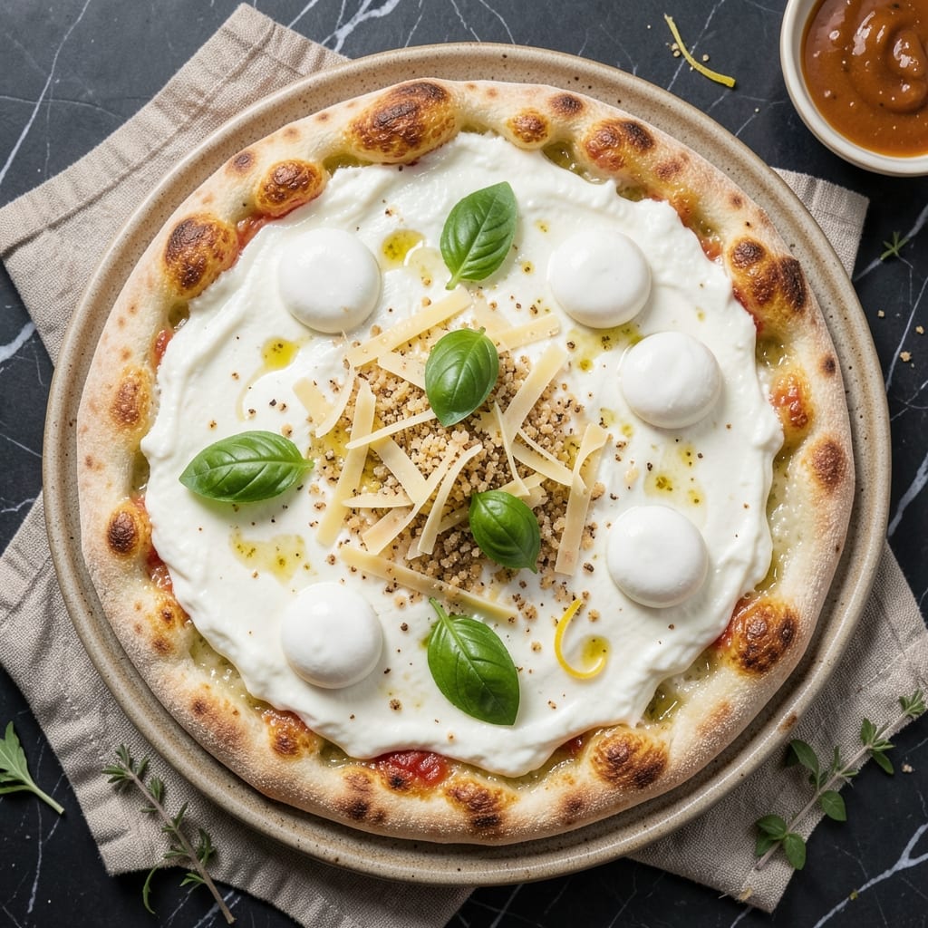4 Cheese White Pizza Recipe: Melted Goat Cheese Rivers and Crispy Edges
