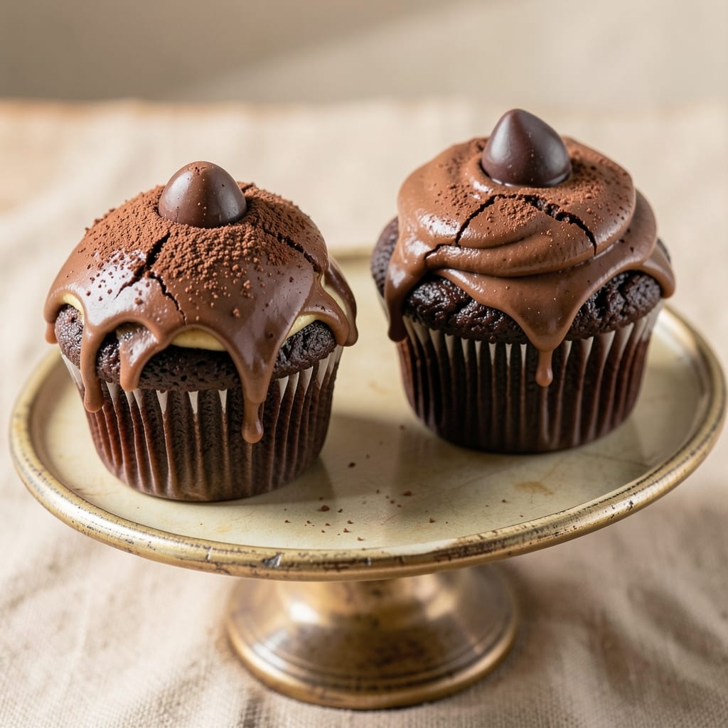 2 Chocolate Cupcakes Recipe: Double Fudge Swirl With Crisp Fondant Crowns
