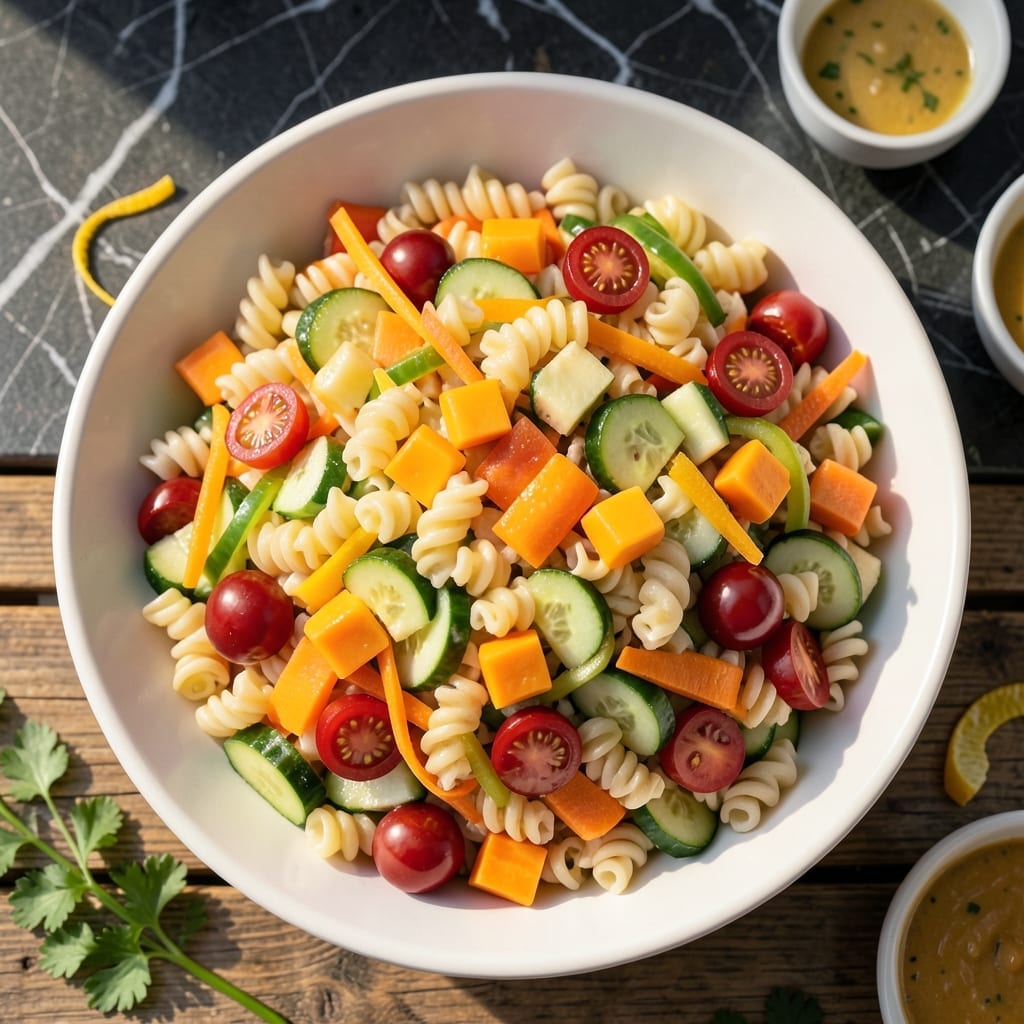 Pasta Salad Recipe Kid Friendly: Colorful Veggies With Cheesy Bites