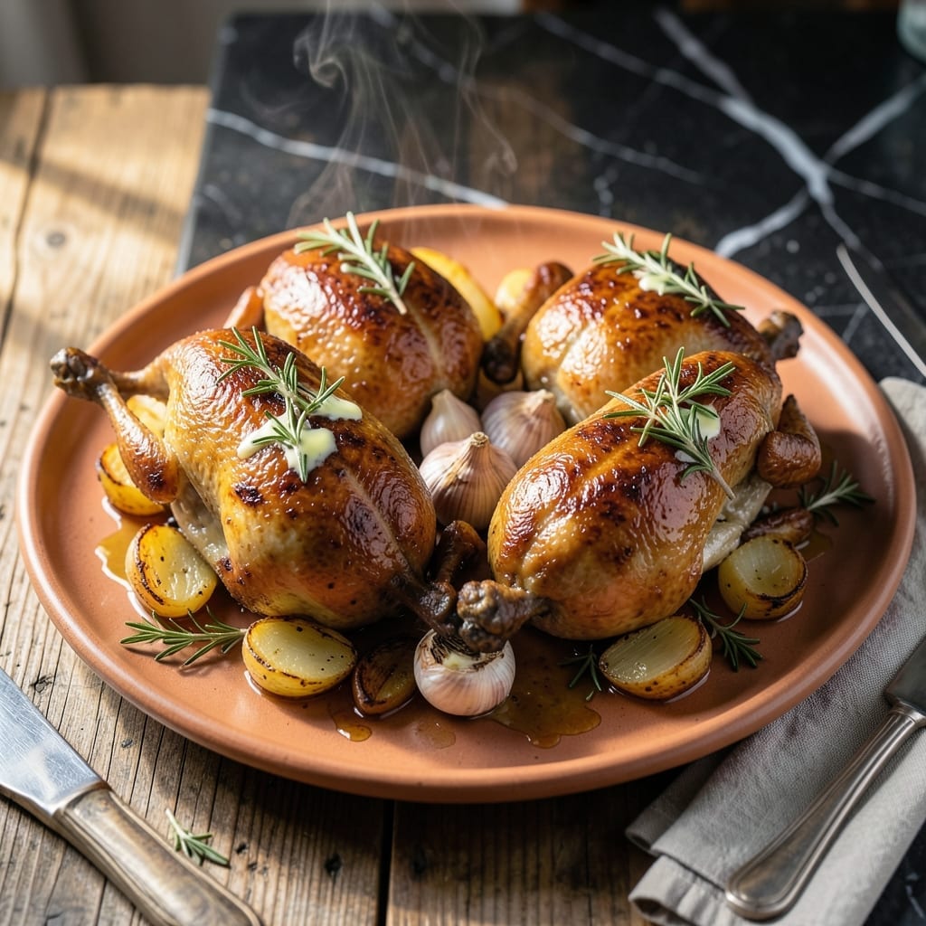 Recipe for Cornish Game Hens: Herb-Roasted With Golden Crisp Skin