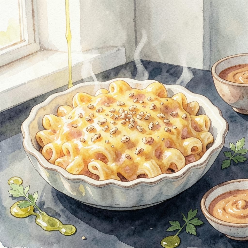 Recipe for Baked Macaroni and Cheese With Bread Crumbs: Golden Crust Over Creamy Pasta Recipe for Baked Macaroni and Cheese With Bread Crumbs: Golden Crust Over Creamy Pasta