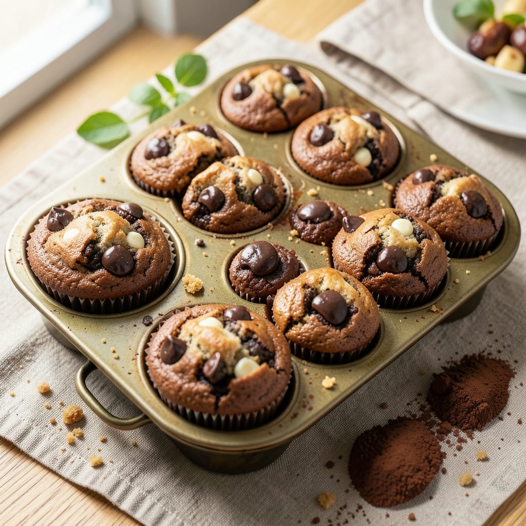 Twelve Chocolate Muffins Recipe: Triple-Chocolate Layers and Crunchy Bits