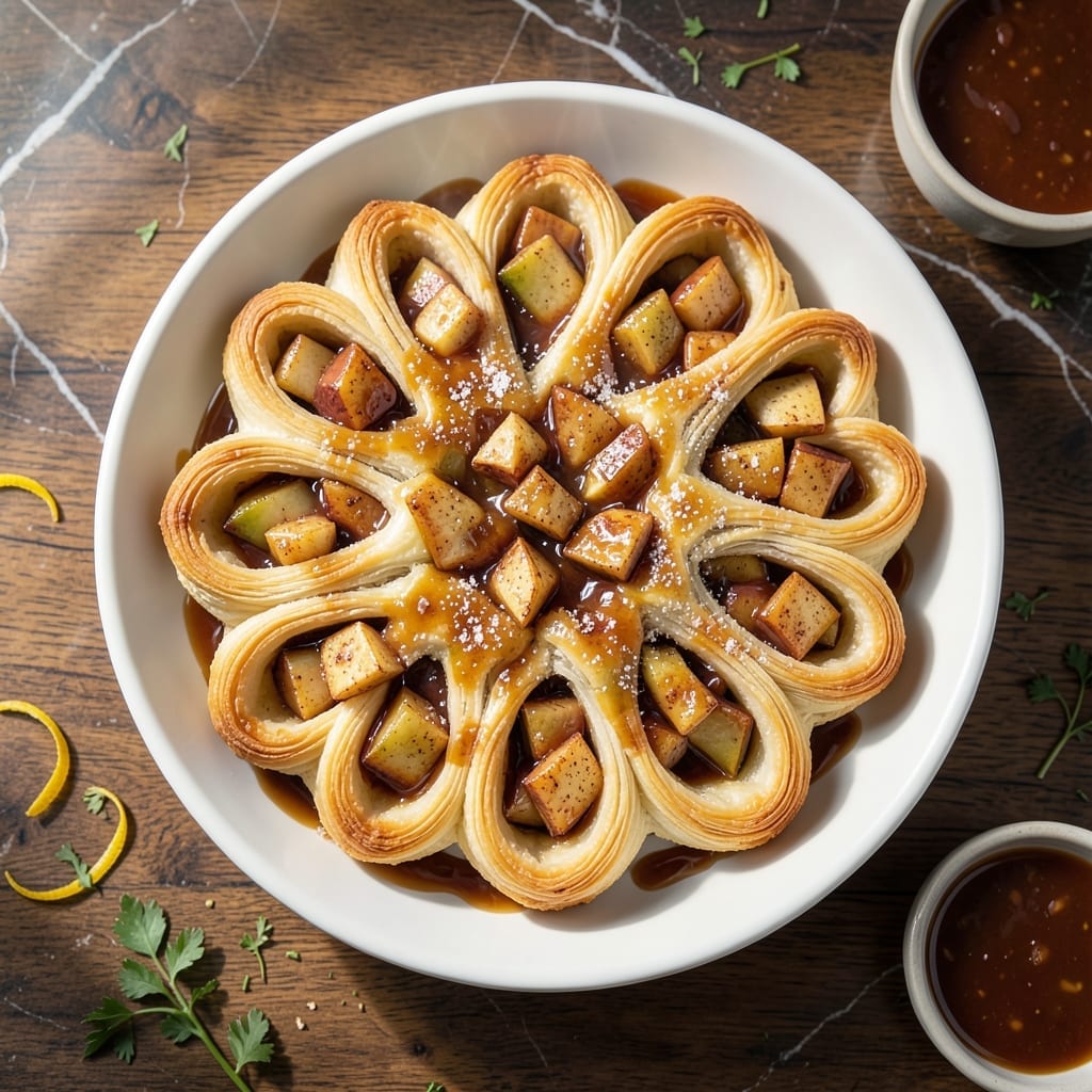 Caramel Apple Blossoms Recipe: Buttery Pastry With Spiced Filling Caramel Apple Blossoms Recipe: Buttery Pastry With Spiced Filling
