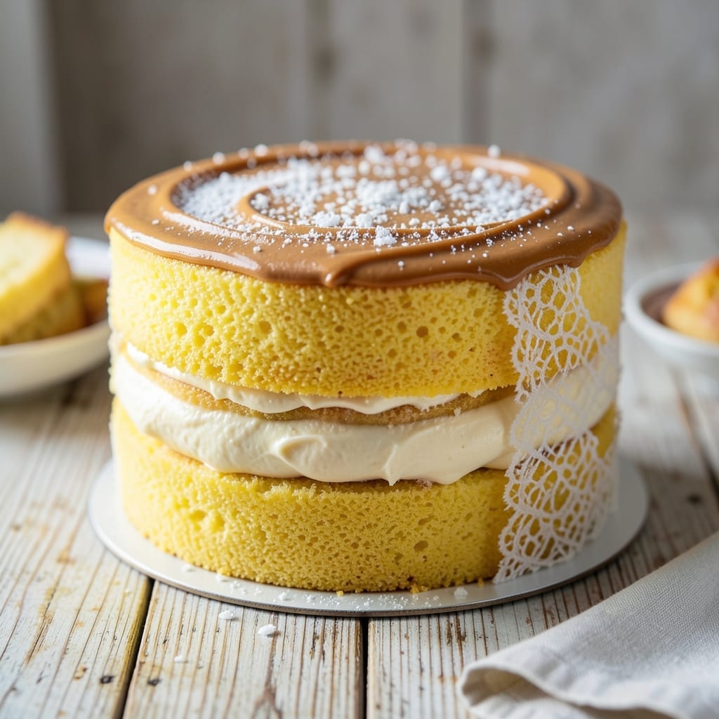 3 Layer Yellow Butter Cake Recipe: Golden Spice Layers and Buttery Frosting Rivers