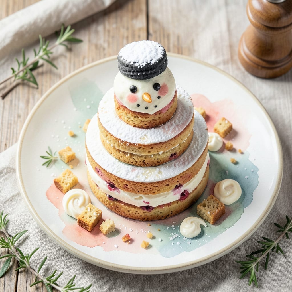 Recipe for Snowman Cake: Festive Vanilla Layers with Marshmallow Frosting