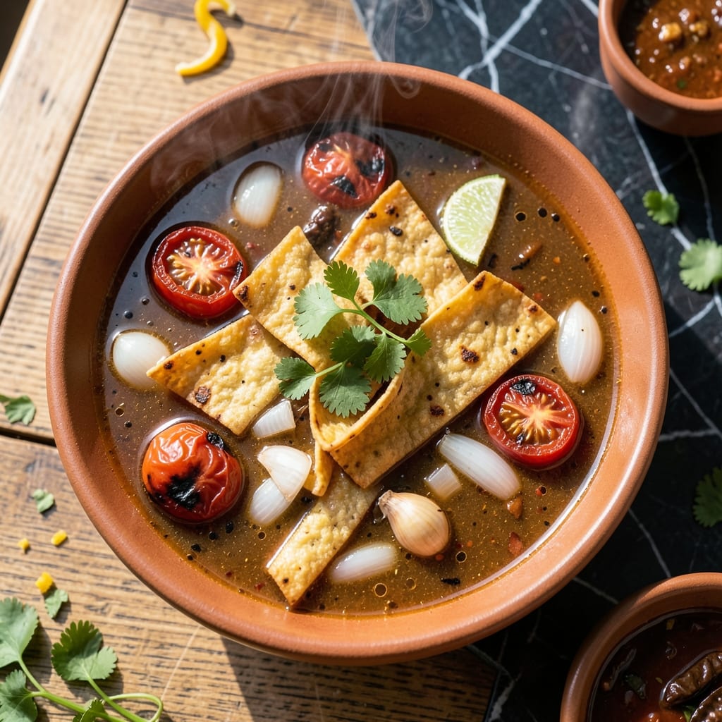 Pappasito's Tortilla Soup Recipe: Charred Tomato and Chile Depth