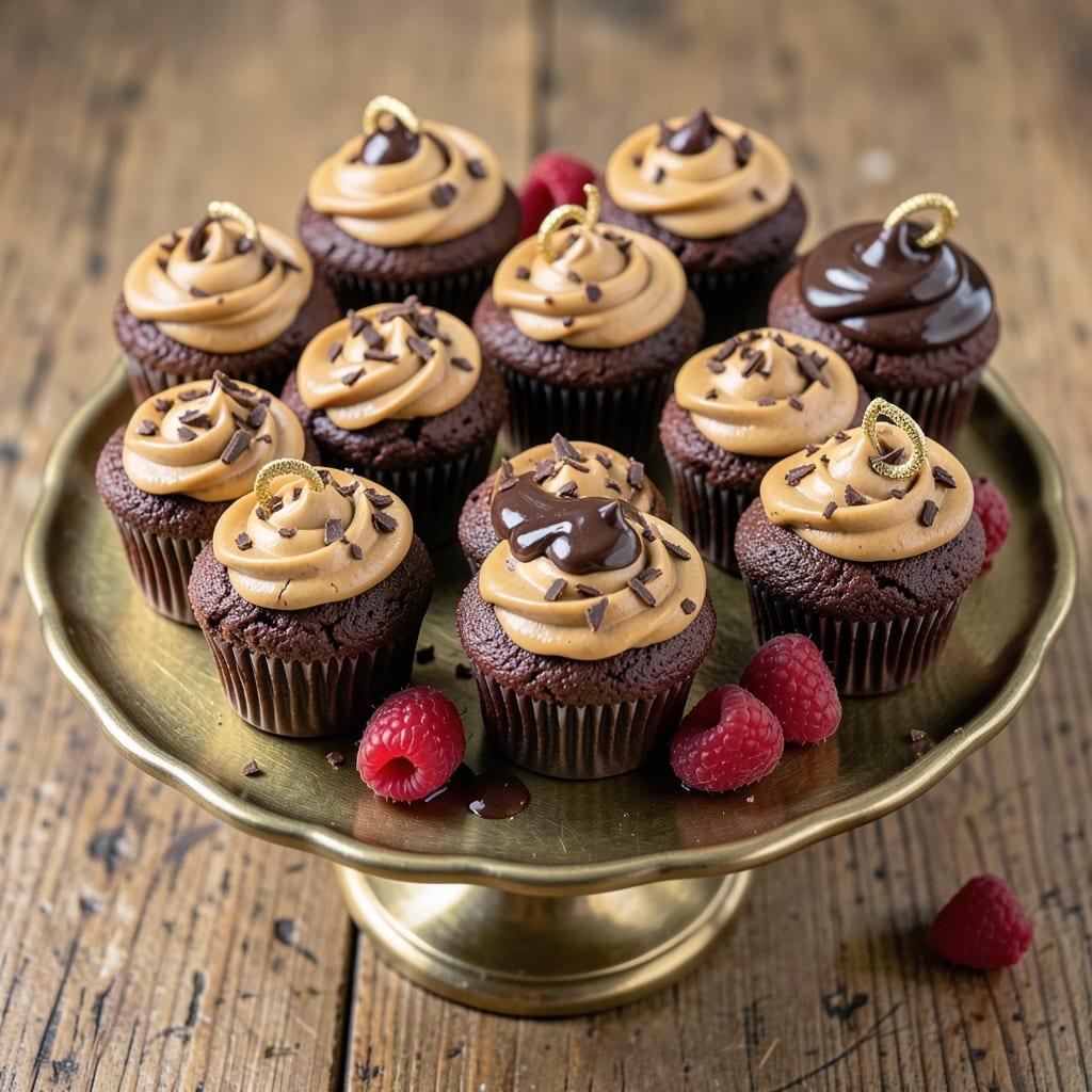 1 Dozen Chocolate Cupcakes Recipe: Rich Ganache Drizzle and Crunchy Topping