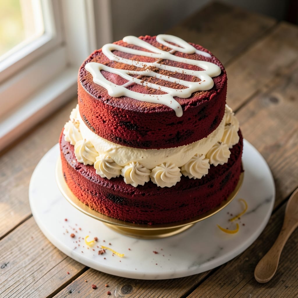 2-Tier Red Velvet Cake Recipe: Velvety Moisture with Cream Cheese Frosting Rivers