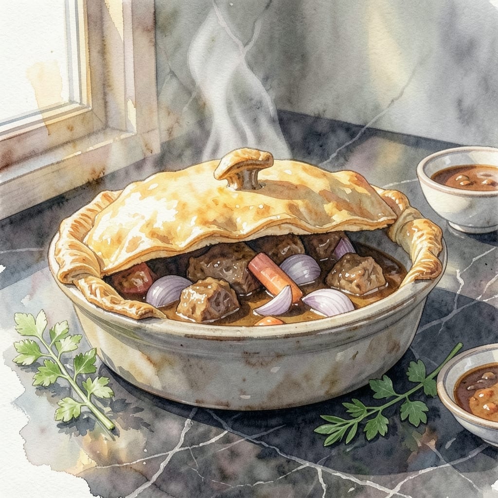 Recipe for Steak and Ale Pie in Slow Cooker: Rich Gravy and Flaky Pastry