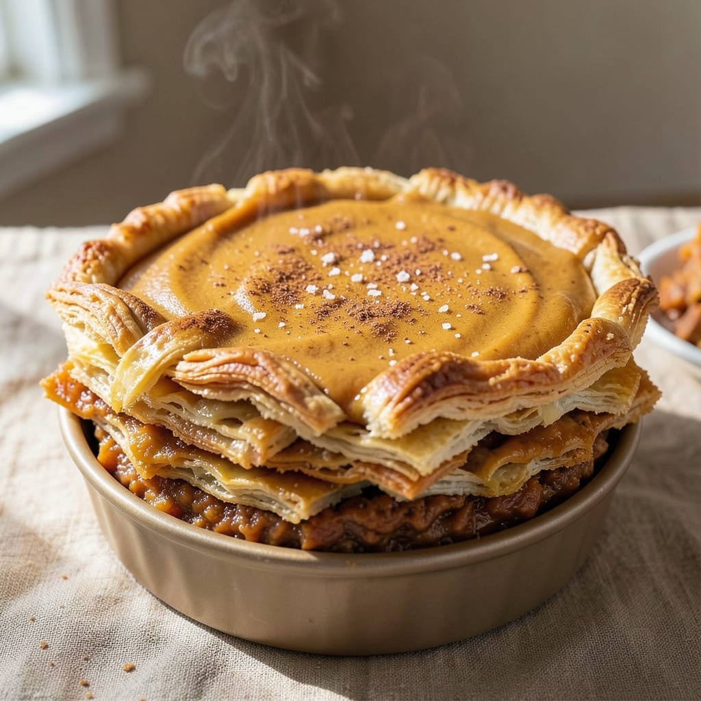 3 Layer Pumpkin Pie Dessert Recipe: Spiced Vanilla Cream Rivers and Crunchy Pecan Crown