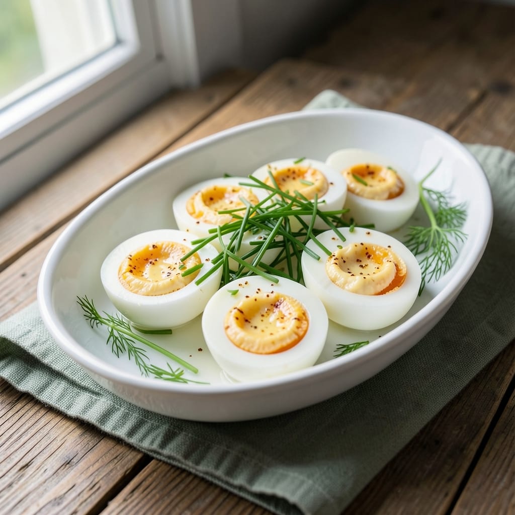 Deviled Eggs Recipe: Creamy Yolk Filling With Herby Crunch Deviled Eggs Recipe: Creamy Yolk Filling With Herby Crunch