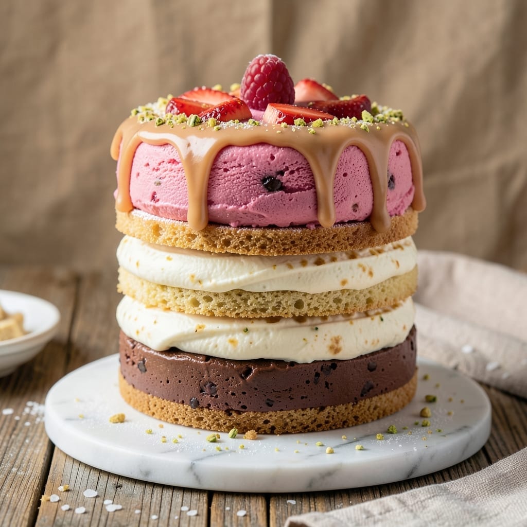 3 Layer Ice Cream Cake Recipe: Fondant Crown Magic Over Silky Layers