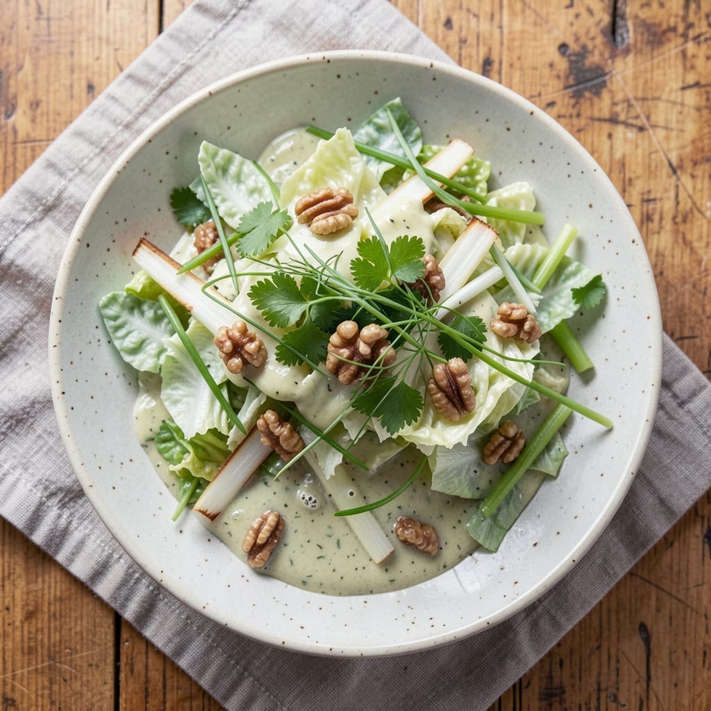 1948 Green Goddess Salad Recipe: Herb-Infused Creaminess With Crunchy Walnuts 1948 Green Goddess Salad Recipe: Herb-Infused Creaminess With Crunchy Walnuts