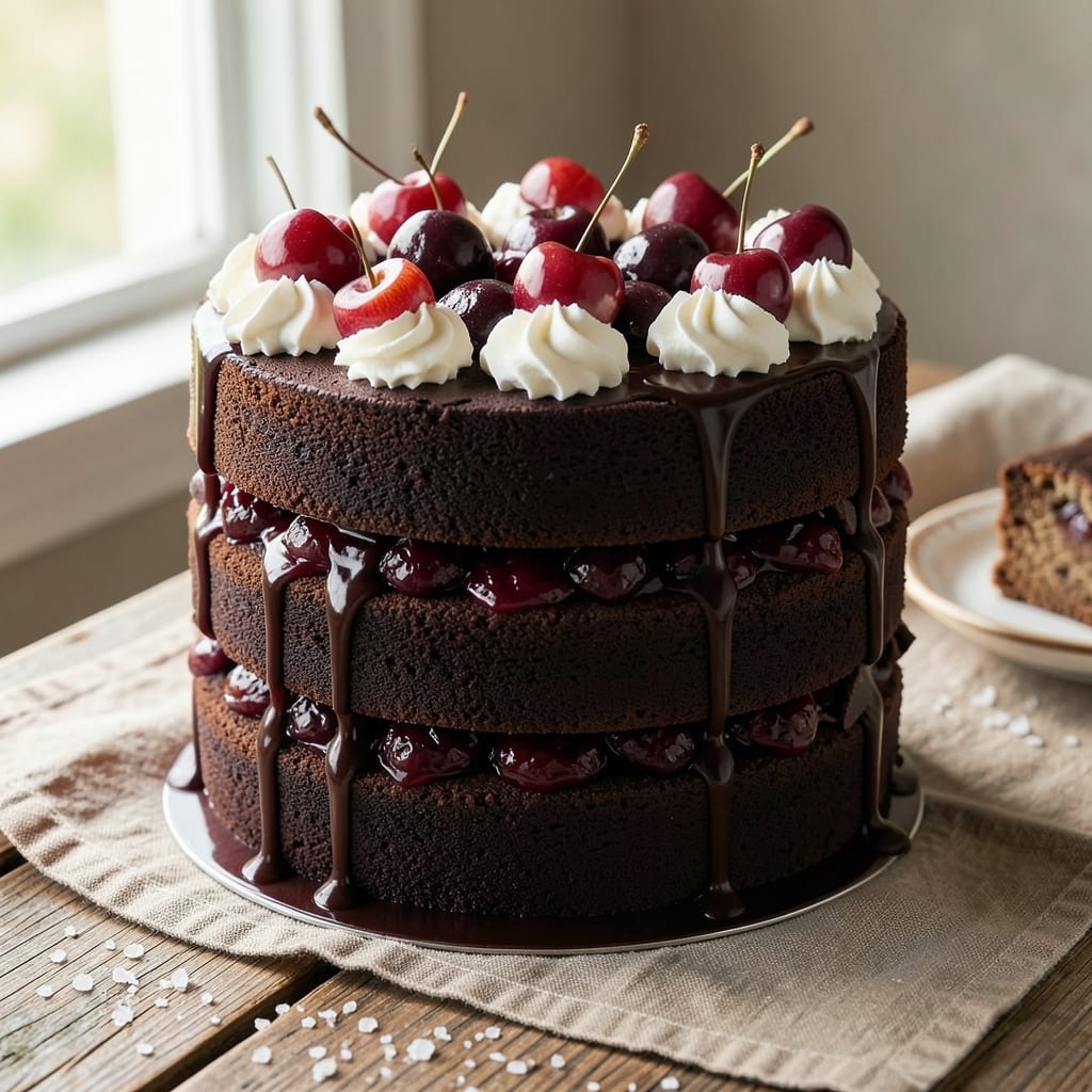 2 Layer Black Forest Cake Recipe: Fondant-Bridged Elegance With Chocolate Rivers