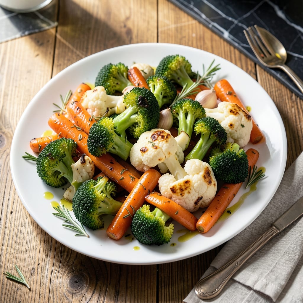 Broccoli Cauliflower and Carrots Recipe: Roasted Medley with Garlic Herb Glaze