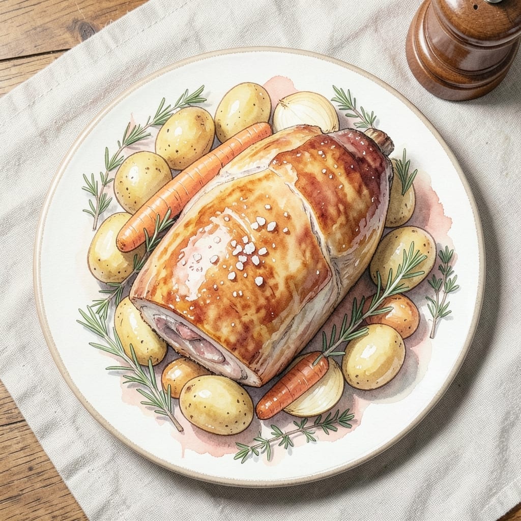 Recipe for Pork Roast With Vegetables: Herb-Crusted One-Pan Feast