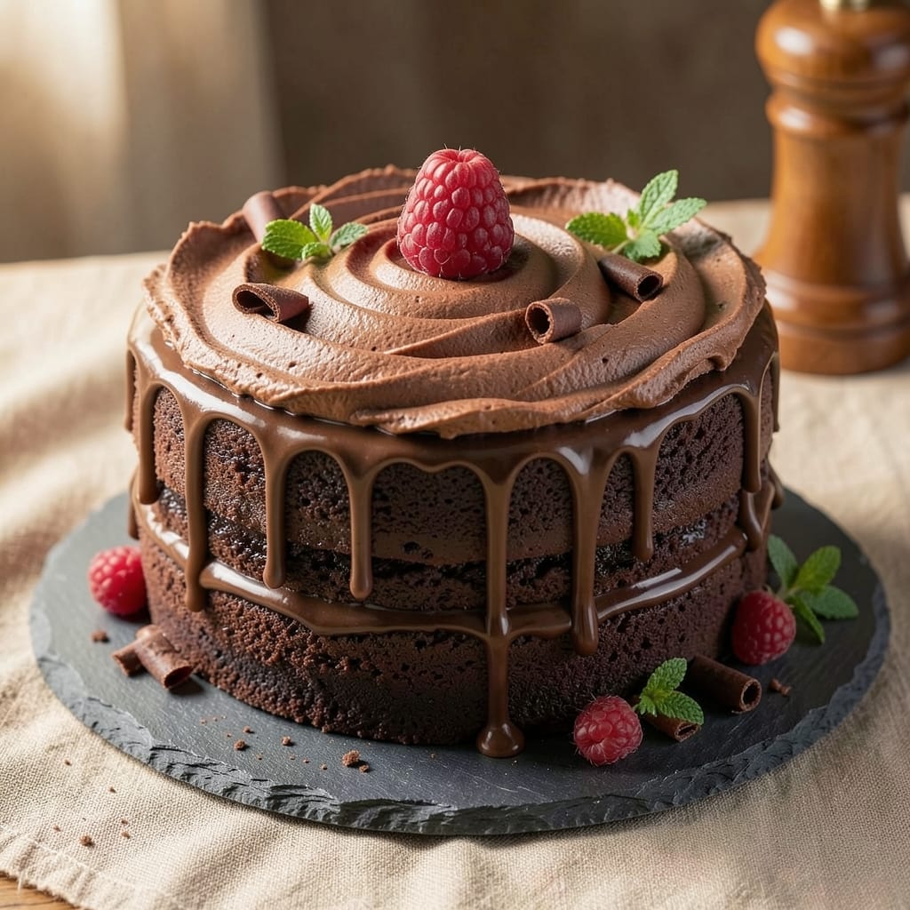 14-Inch Chocolate Cake Recipe: Rich Moist Layers With Vanilla Buttercream Rivers