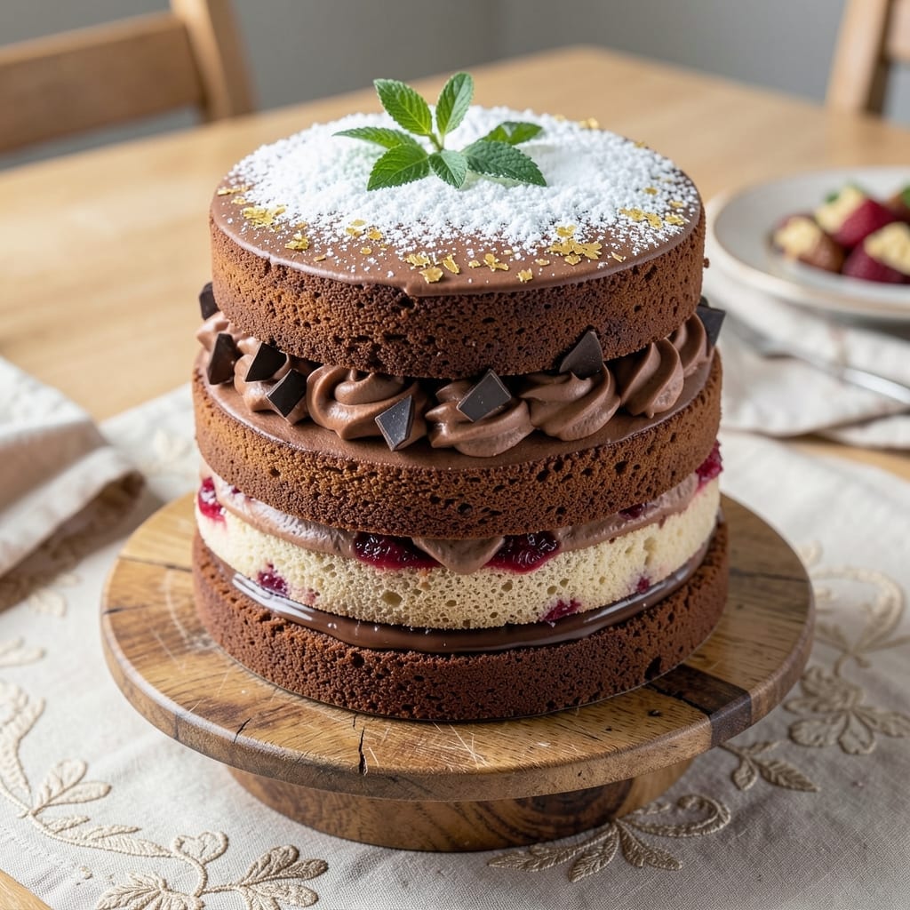 4 Tier Chocolate Cake Recipe: Precision-Layered Height With Vanilla Buttercream Rivers