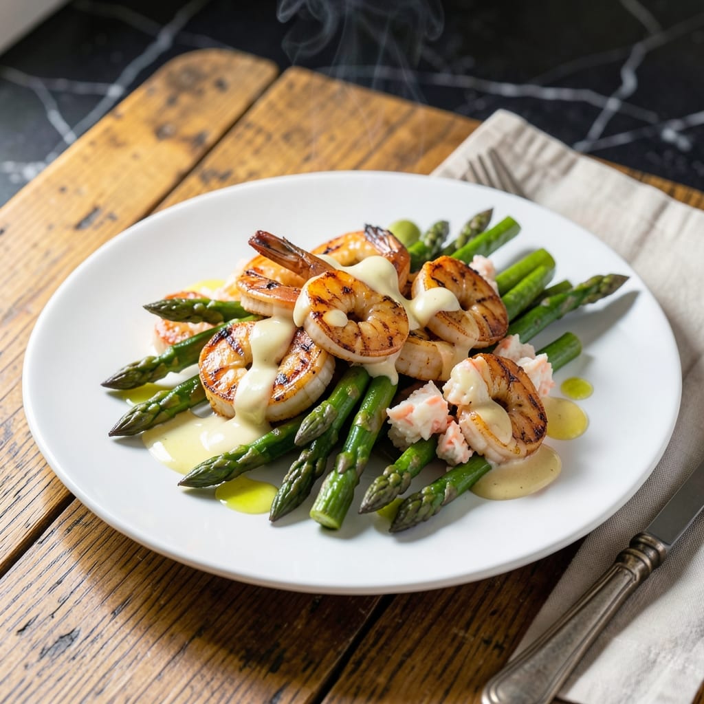Shrimp Oscar Recipe: Asparagus-Topped Steakhouse Elegance