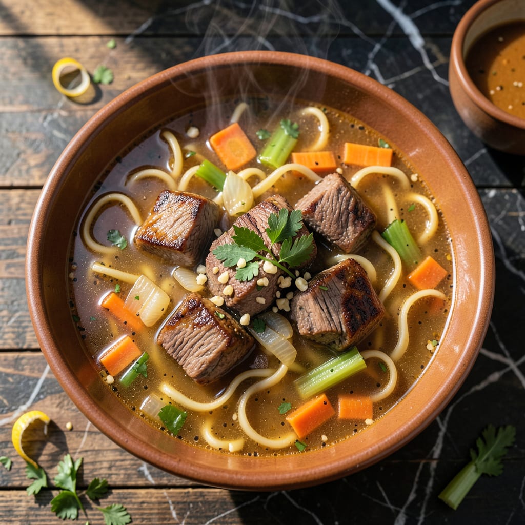 Visual representation of Cracker Barrel Beef Noodle Soup Recipe: Homestyle Heartiness in a Bowl