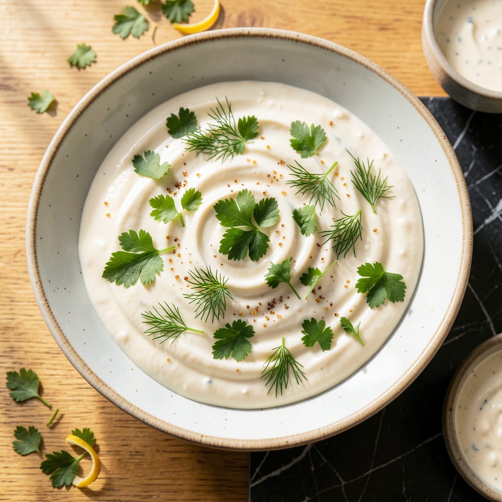 Visual representation of Creamy Pasta Salad Dressing Recipe: Tangy Herb Infused Creaminess