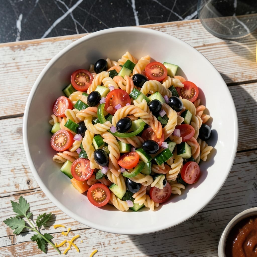 Bogies Pasta Salad Recipe: Tri-Color Rotini With Italian Dressing