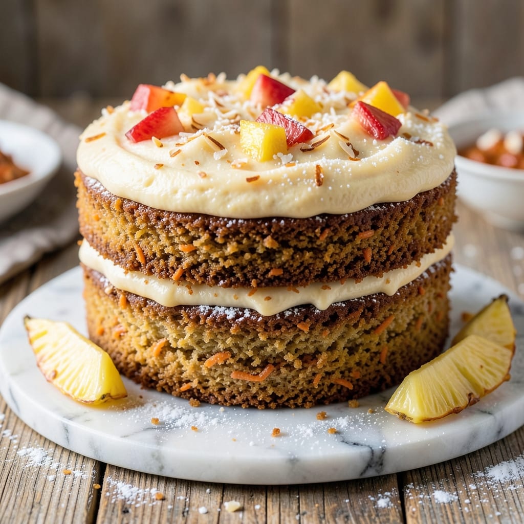 3 Layer Carrot Cake Recipe With Pineapple: Tropical Frosting Rivers and Spiced Crumb Layers