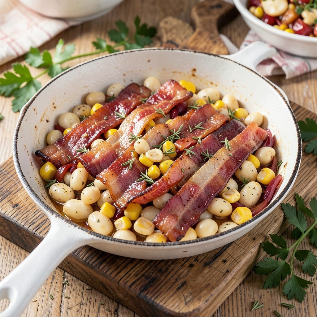 4th of July Beans Recipe: Smoky Bacon and Corn Festive Bites