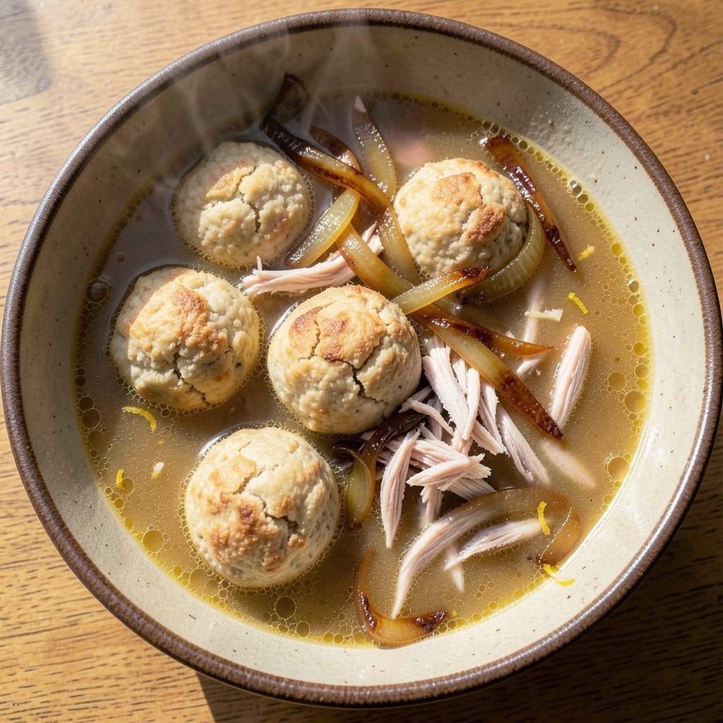2nd Avenue Deli Matzo Ball Soup Recipe: Chunky Eggs and Parsley Swirls