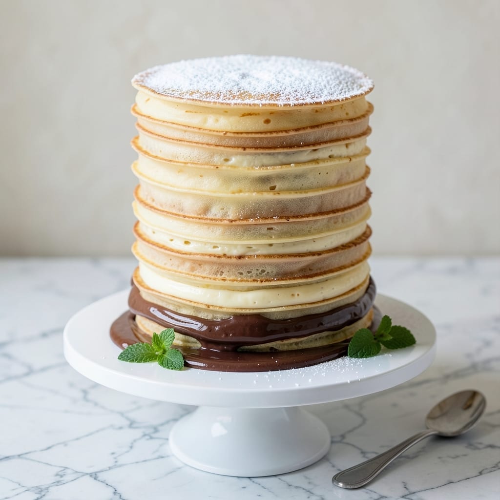 20 Layer Crepe Cake Recipe: Fondant-Bridged Tower of Vanilla Buttercream Rivers