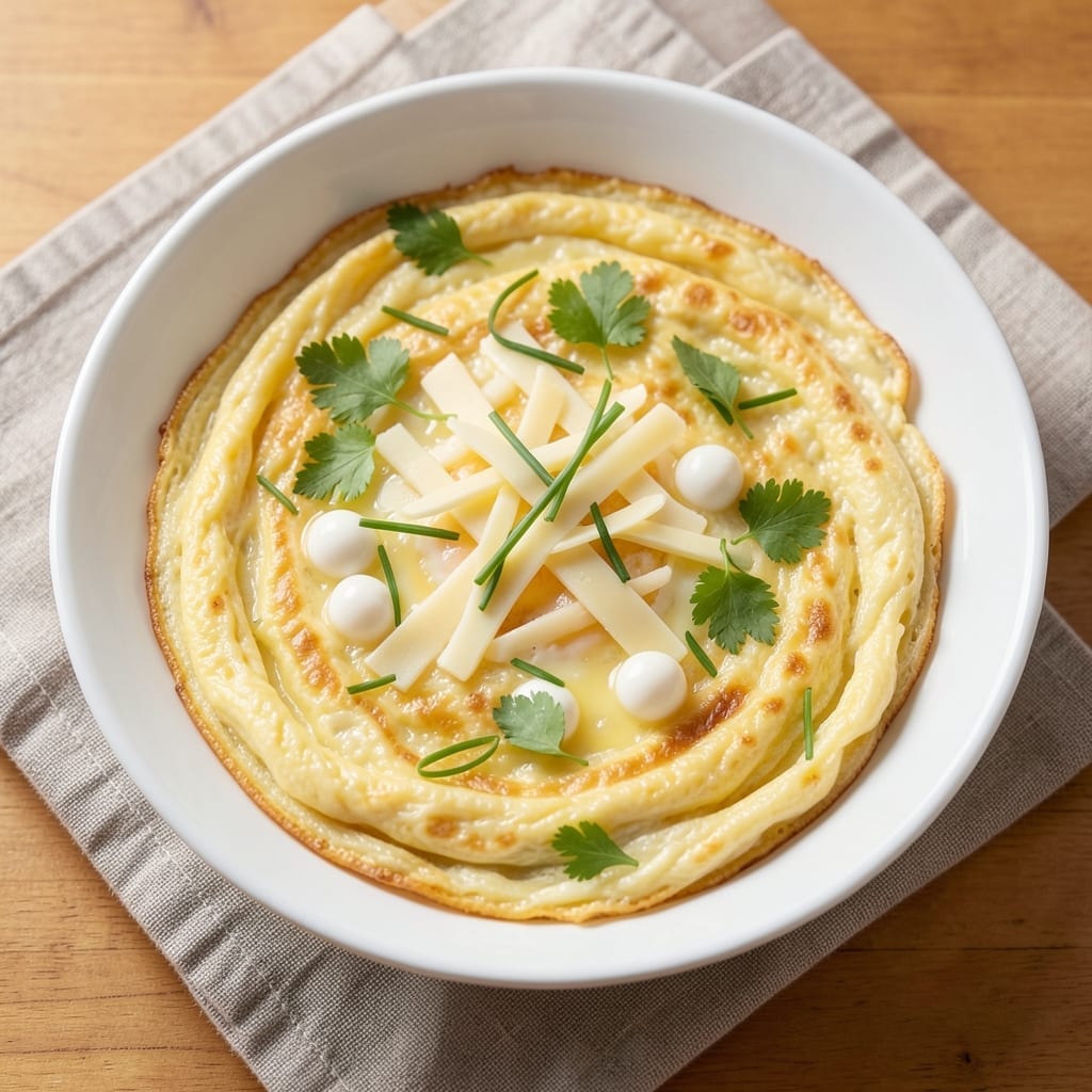4 Egg Omelette Recipe: Fluffy Clouds With Cheese Pull and Herby Freshness