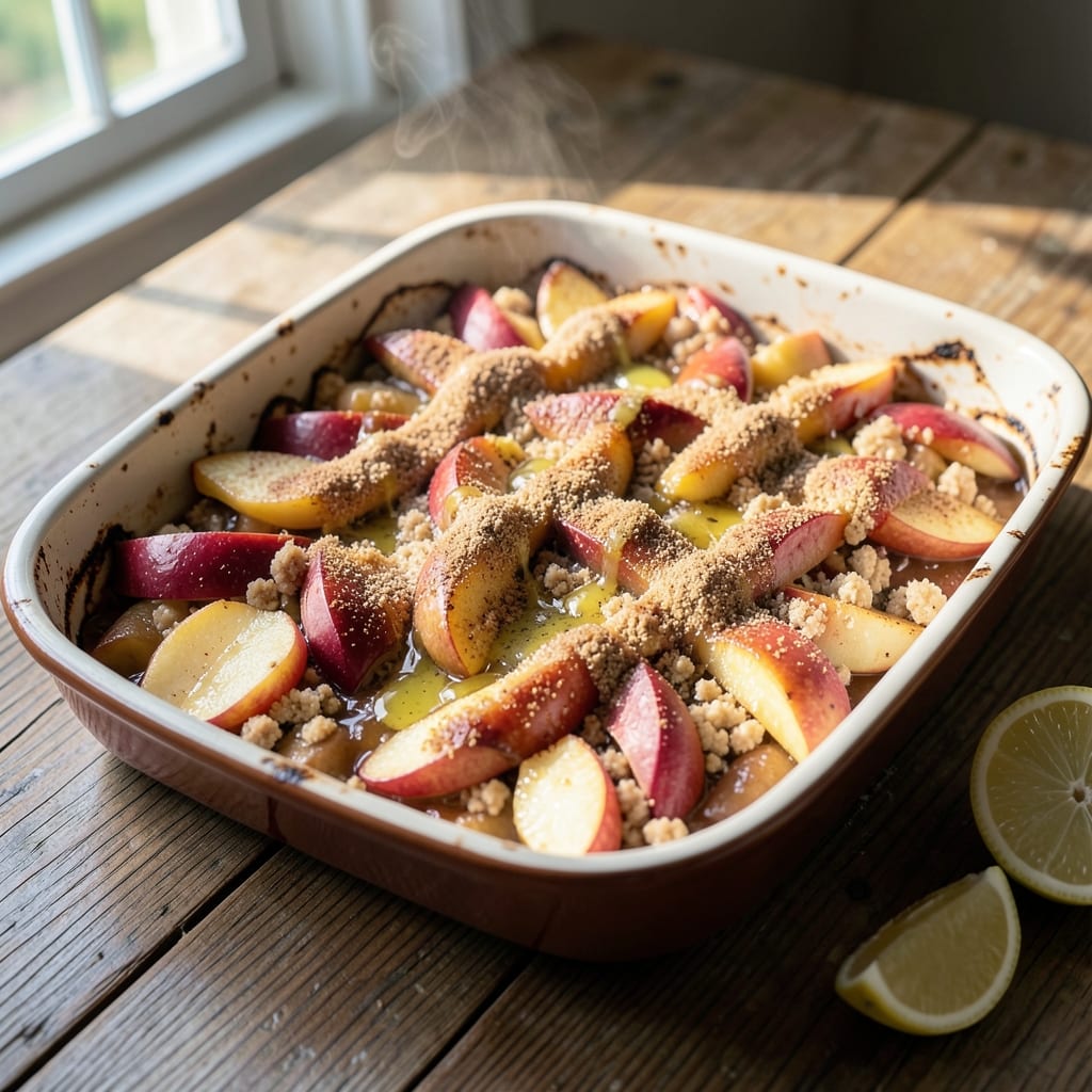 2 Serving Apple Crisp Recipe: Warm Spiced Topping Over Juicy Fruit